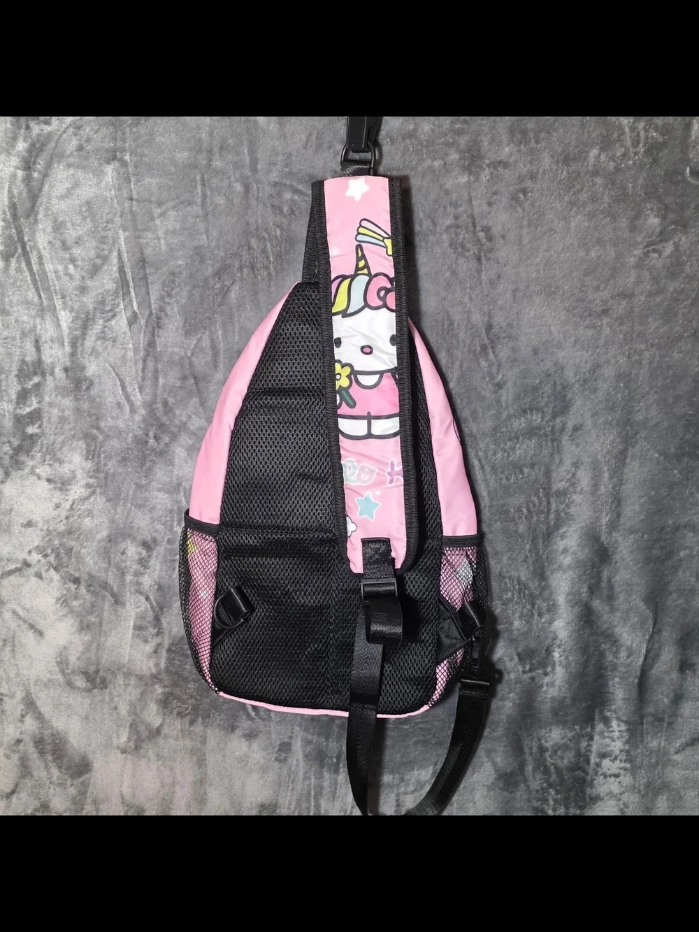 Hello Kitty Pink Unicorn Kids Sling Bag with Rainbows